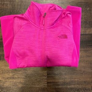 North face fleece hot pink zipper jacket
